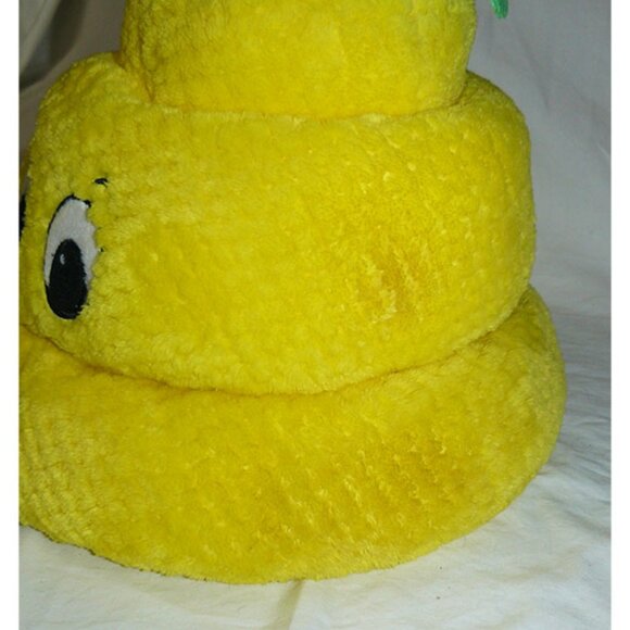 Yellow Pineapple Poop Emoji Novelty Hat Six Flags Yellow & Green Tiki Bar Tropic - Picture 2 of 2